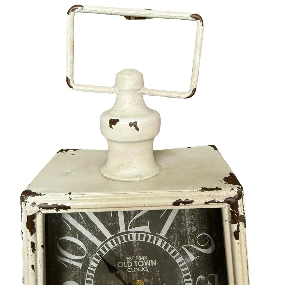 Goddess USA Old Town Clocks Lantern Table Clock Distressed Farmhouse Decor 13
